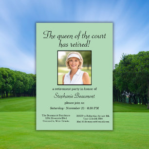 Women's Elegant Photo Tennis Theme Retirement   Invitation