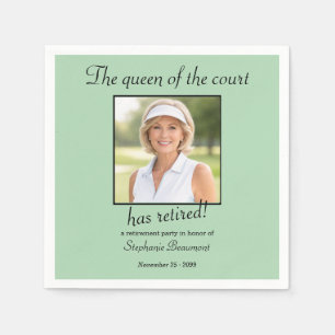 Women's Elegant Photo Tennis Theme Retirement Napkin