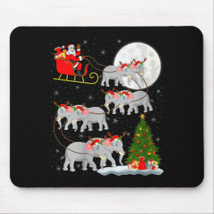 Womens Elephant Santa Sleigh Flying Funny Magical Mouse Pad