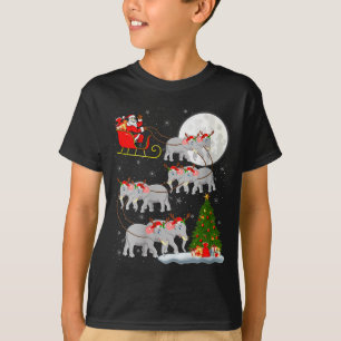 Womens Elephant Santa Sleigh Flying Funny Magical T-Shirt