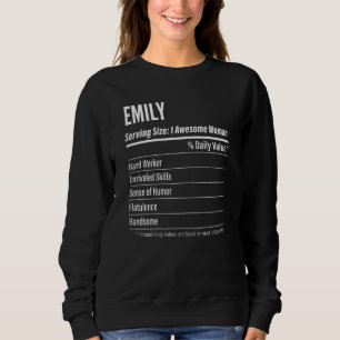 Womens Emily Nutritional Facts Serving Size Calor Sweatshirt