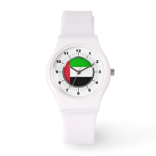 Women's Emirates Flag Sporty White Silicon Watch (Front)