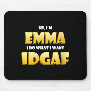 Womens Emma Joke IDGAF Meme Funny Halloween Girl Mouse Pad