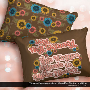 Women's Empowerment Retro 60s and 70s Floral Decorative Cushion