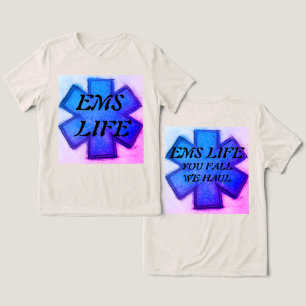 Women's EMS Life with blue and pink star of life  Tri-Blend Shirt