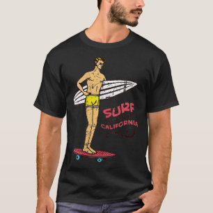 Womens Encinitas Surf Vintage Retro Surfboard 60s T-Shirt