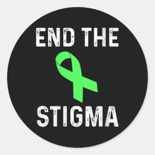 Womens End The Stigma Mental Health Awareness Gree Classic Round Sticker
