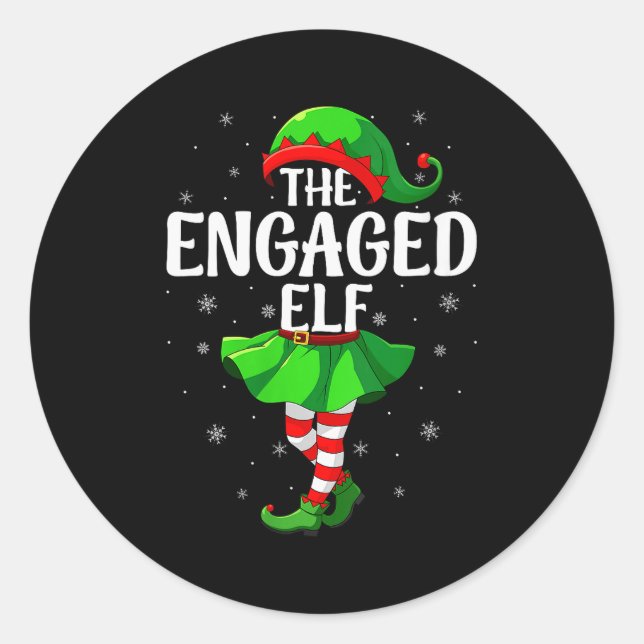 Womens Engaged Elf Christmas Girls Women Elf Squad Classic Round Sticker (Front)
