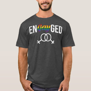 Womens EnGAYged LGBT Lesbian Wedding Bride T-Shirt