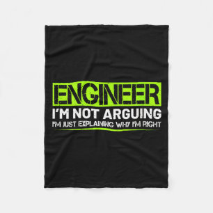 Womens Engineer Not Arguing Funny Humour Saying Fleece Blanket
