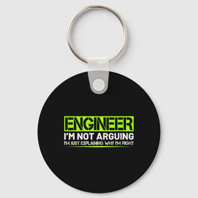 Womens Engineer Not Arguing Funny Humour Saying Key Ring (Front)