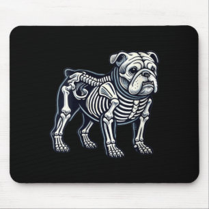 Womens English Bulldog Dog Skeleton Halloween Mouse Pad