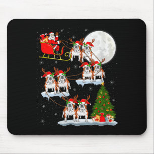 Womens English Bulldog Santa Sleigh Flying Funny M Mouse Pad