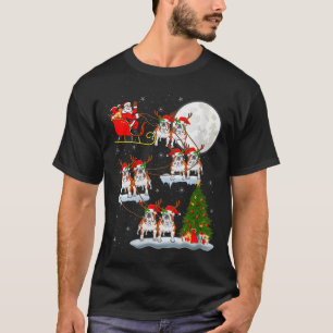 Womens English Bulldog Santa Sleigh Flying Funny M T-Shirt