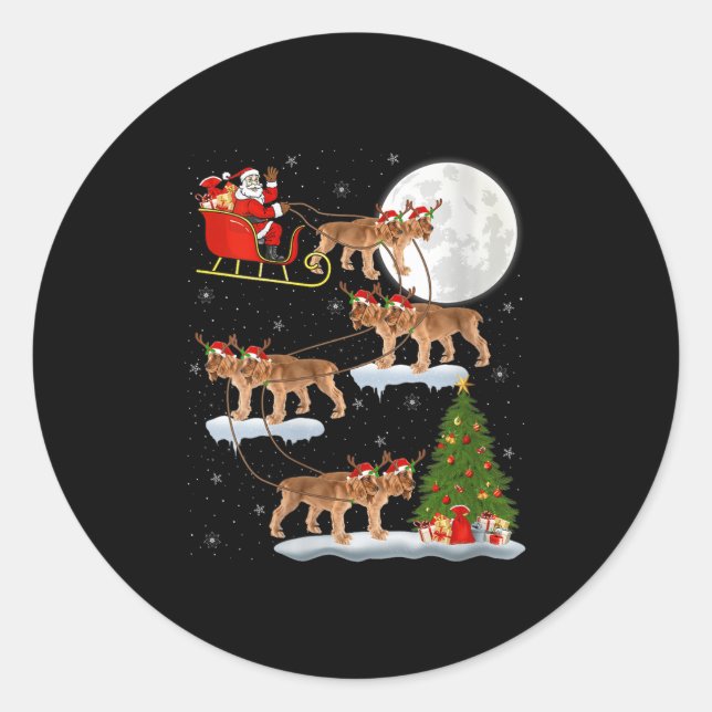 Womens English Er Spaniel Dog Santa Sleigh Flying  Classic Round Sticker (Front)