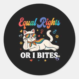 Womens Equal Rights Or I Bites Pride Month Ally Ca Classic Round Sticker