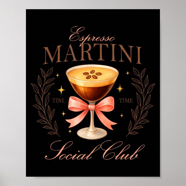 Womens Espresso Martini Social Club Drinking Tail  Poster (Front)