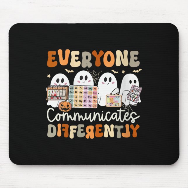Womens Everyone Communicates Differently Halloween Mouse Pad (Front)