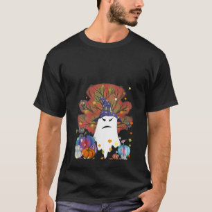 Womens Evil Witch Ghost Cats Halloween Pumpkin Fal T-Shirt