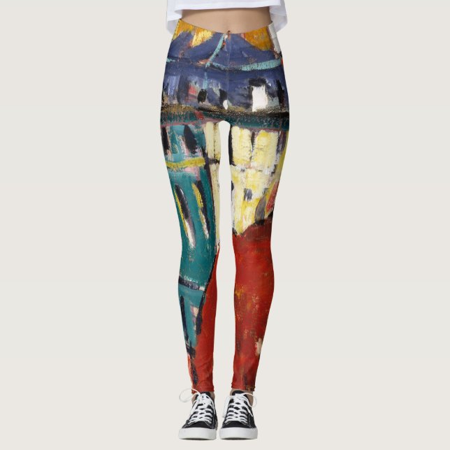 Women's Expressionist Abstract Modern Art Colourfu Leggings (Front)