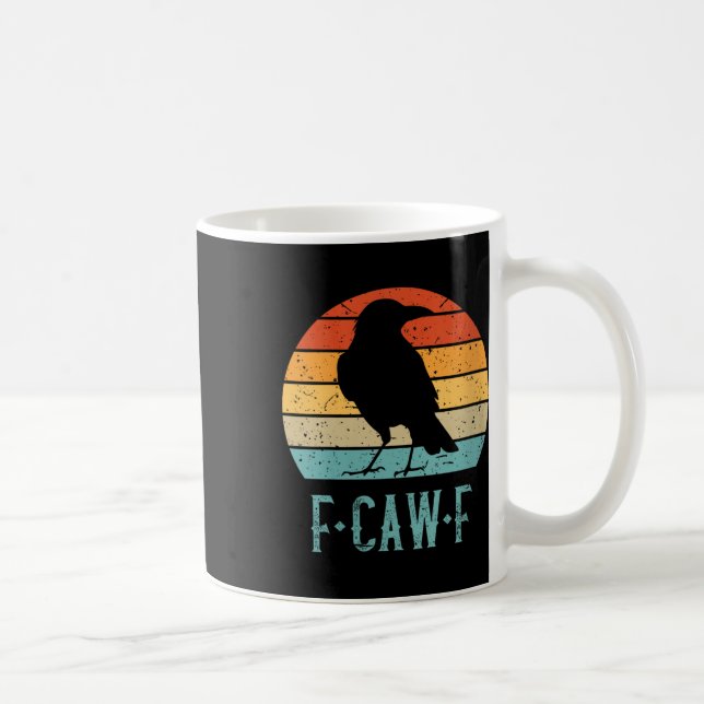 Womens F-caw-f Black Crow Black Bird Retro Sunset  Coffee Mug (Right)