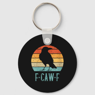 Womens F-caw-f Black Crow Black Bird Retro Sunset Key Ring