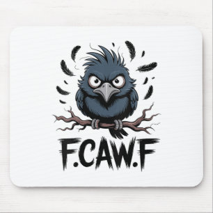 Womens F-caw-f Raven Moon Gothic Halloween, Black Mouse Pad