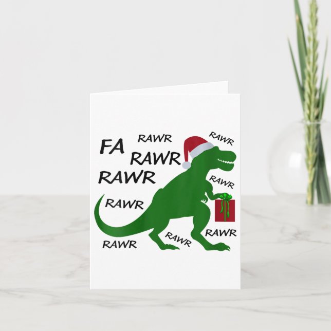 Womens Fa Rawr Dinosaur T-rex Xmas Party Santa T-r Card (Front)