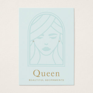 Women's Face Blue Earring Display Card