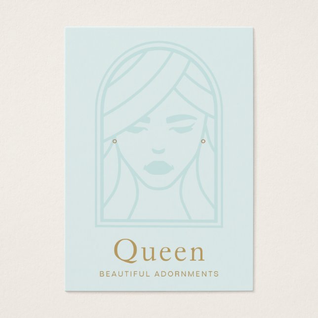 Women's Face Blue Earring Display Card (Front)