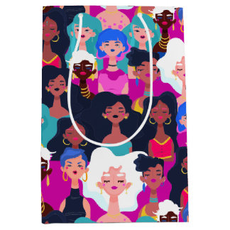 Women's Faces Pattern Medium Gift Bag