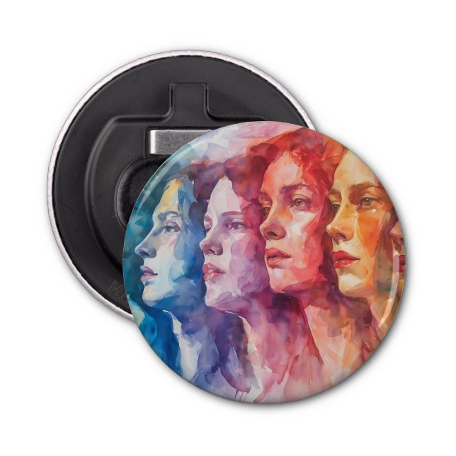Women's Faces - Watercolor Painting Bottle Opener (Front)