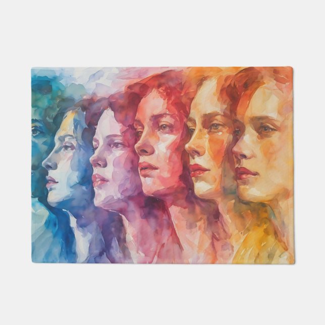 Women's Faces - Watercolor Painting Doormat (Front)