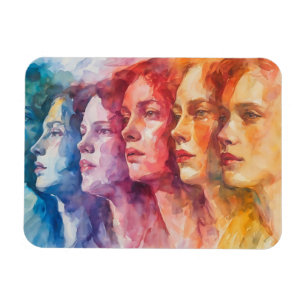 Women's Faces - Watercolor Painting Magnet