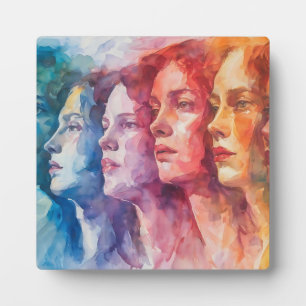 Women's Faces - Watercolor Painting Plaque