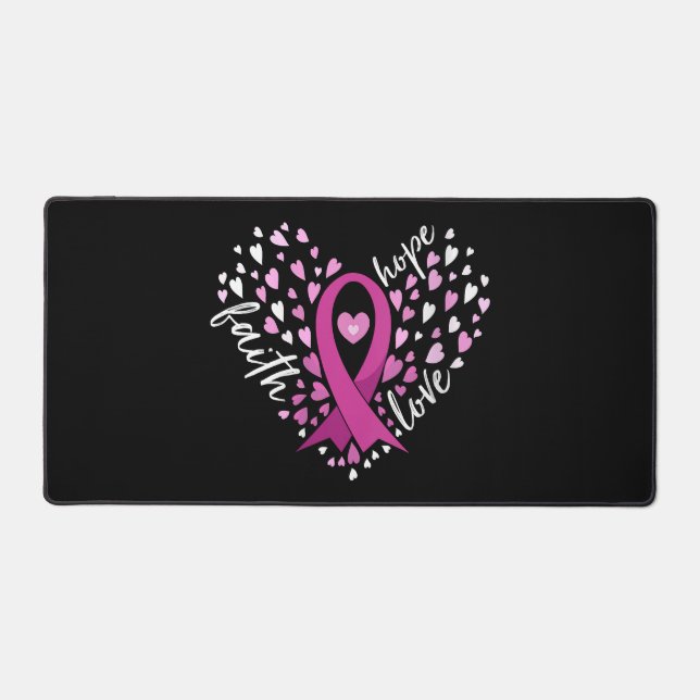 Womens Faith Hope Love Breast Cancer Awareness Pin Desk Mat (Front)