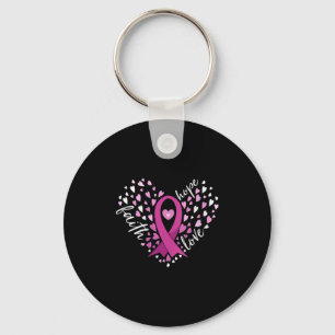 Womens Faith Hope Love Breast Cancer Awareness Pin Key Ring