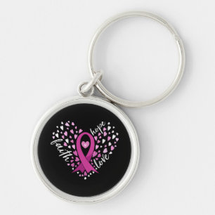 Womens Faith Hope Love Breast Cancer Awareness Pin Key Ring