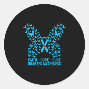 Womens Faith Hope Love Diabetes Awareness V-neck _ Classic Round Sticker