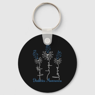 Womens Faith Hope Love Diabetes Awareness V-neck Key Ring