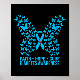 Womens Faith Hope Love Diabetes Awareness V-neck _ Poster