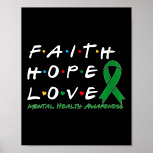Womens Faith Hope Love Mental Health Awareness V-n Poster