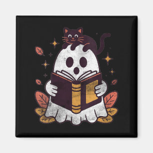 Womens Fall Autumn Book Ghost Reading Halloween Magnet