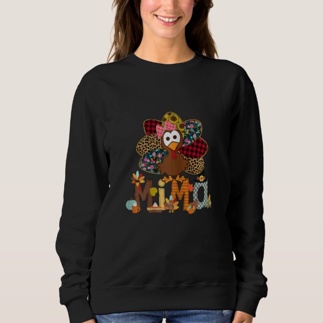 Womens Fall Turkey Mima    Thanksgiving Doodle Gra Sweatshirt (Front)