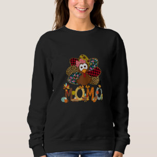 Womens Fall Turkey Momo    Thanksgiving Doodle Gra Sweatshirt