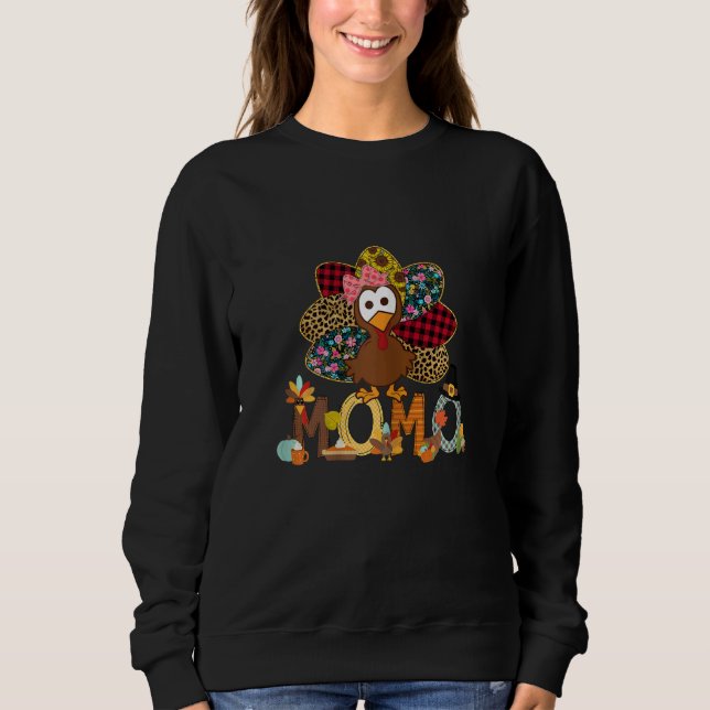 Womens Fall Turkey Momo    Thanksgiving Doodle Gra Sweatshirt (Front)