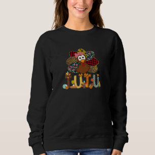 Womens Fall Turkey Tutu  Thanksgiving Doodle Grand Sweatshirt