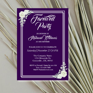 Women's Farewell Elegant Purple Floral Party Invitation