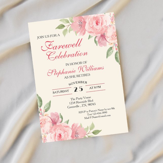 Women's Farewell Floral Elegant Rose Party Invitation (Creator Uploaded)