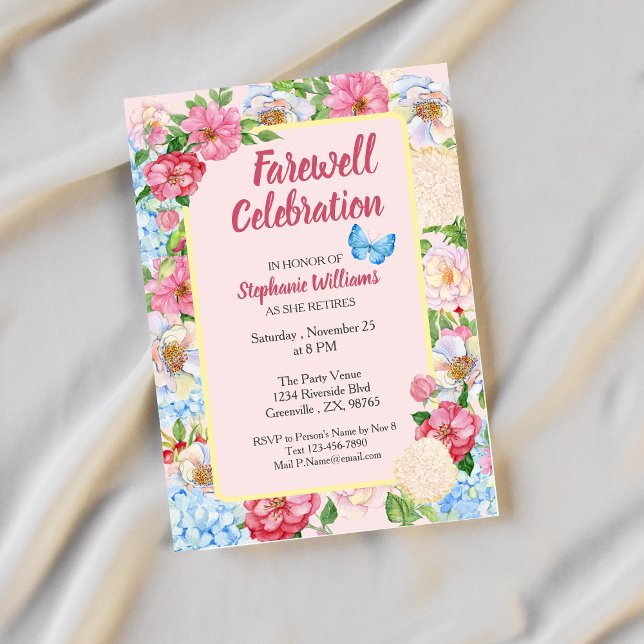 Women's Farewell Retirement Floral Colourful Borde Invitation (Creator Uploaded)